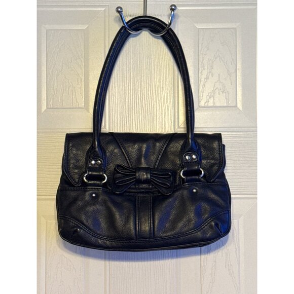 Xude London Handbags - Xude London Black Soft Genuine Leather Shoulder Bag With Bow Leather